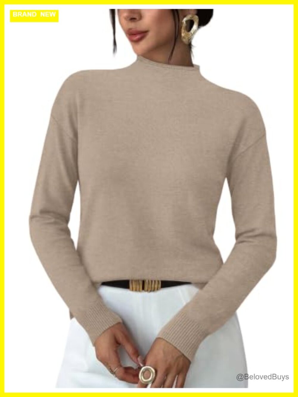 Womens Lightweight Mock Neck Long Sleeve Pullover Sweater